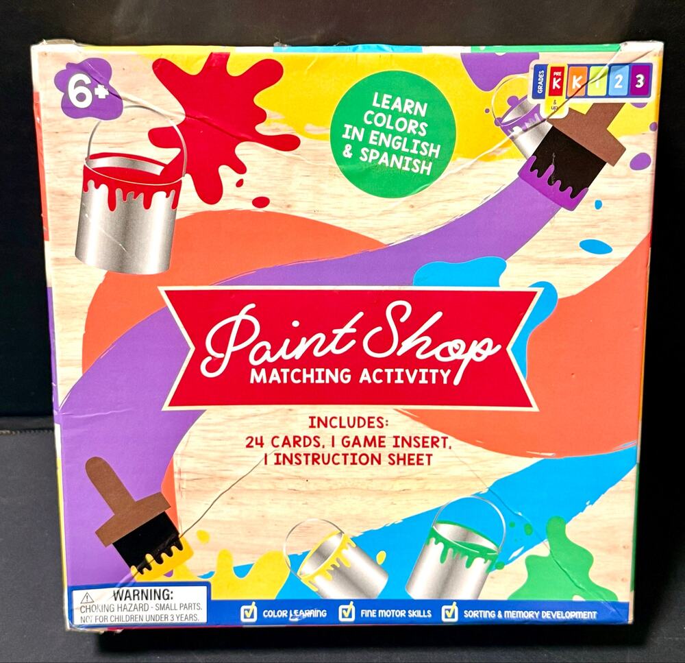 Paint Shop Matching Activity educational game color recognition English Spanish